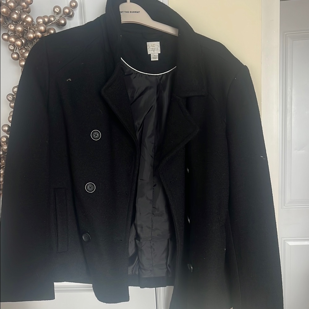 LC Lauren Conrad Black Pea Coat with Tailored Fit